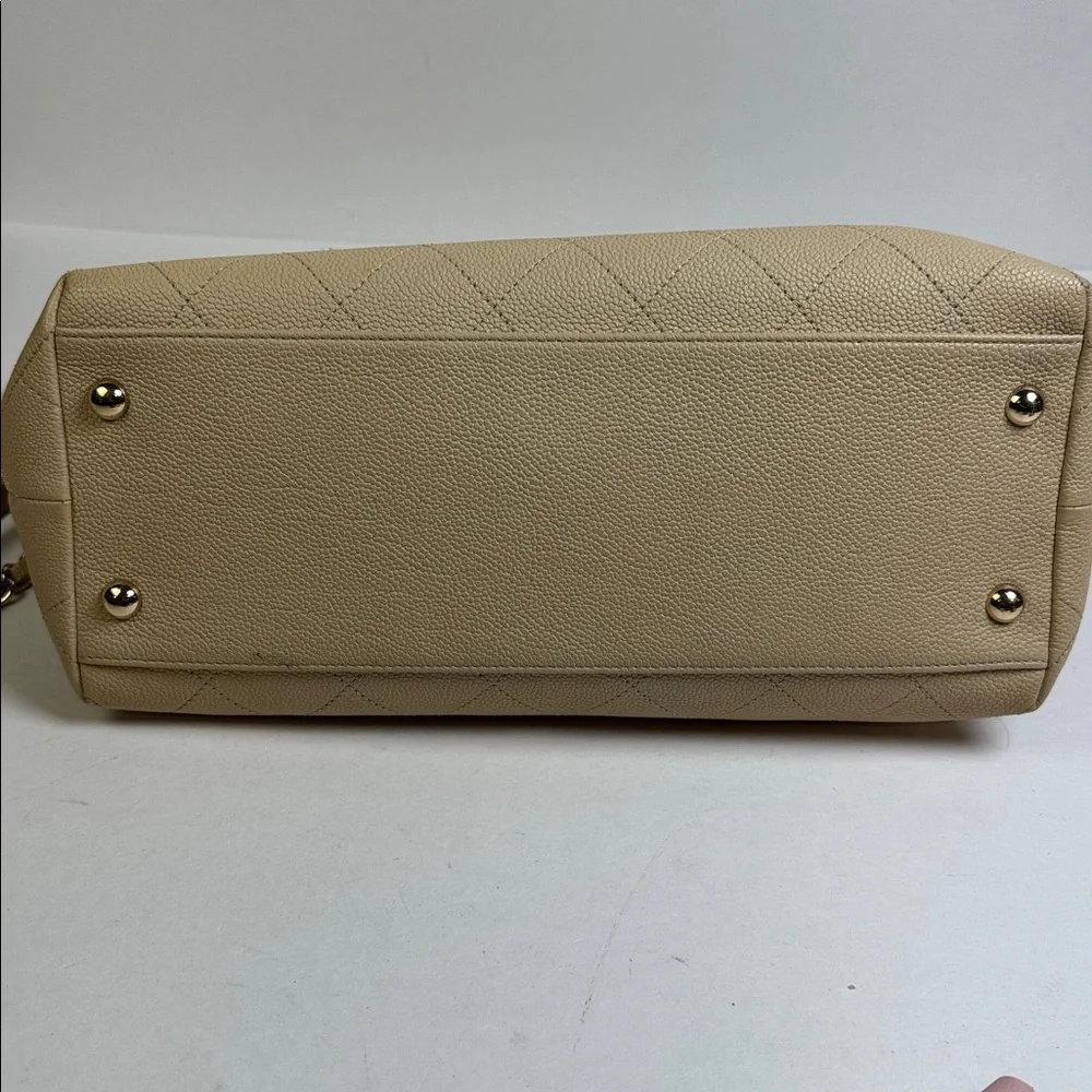 Chanel Large Beige Quilted Calfskin Zip and Carry Tote with‎ COA